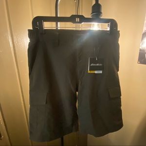 NWT Eddie Bauer Travex Free Dry Explorer Short Bark / Olive Green Cargo Shorts